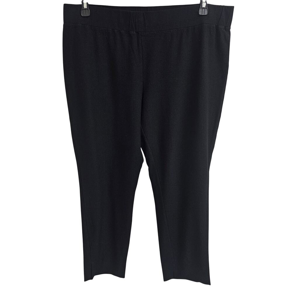 Eileen Fisher Washable Stretch Crepe Slim Pant in Black Size XL